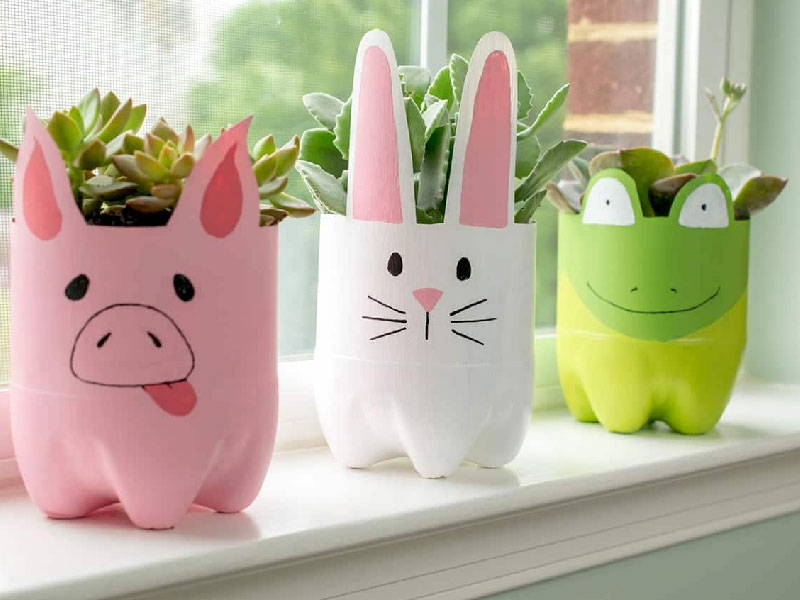 کاردستی با مواد بازیافتی بطری و قوطی 