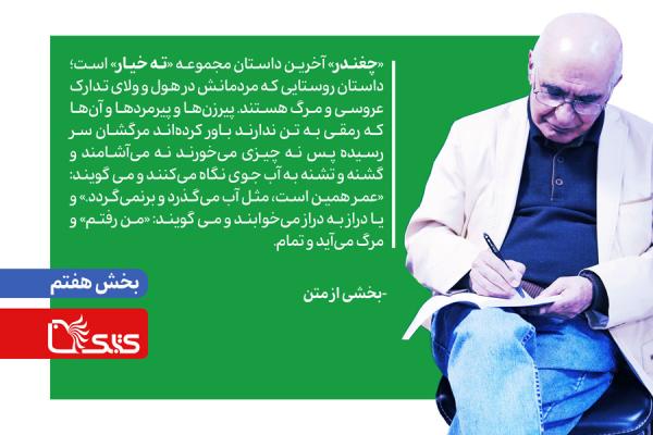 زندگی، زمانه و داستان‌های هوشنگ مرادی کرمانی بررسی مجموعه داستان «تهِ خیار» بخش هفتم: شاید زندگی آن جشنی نباشد که آرزویش را داشتی