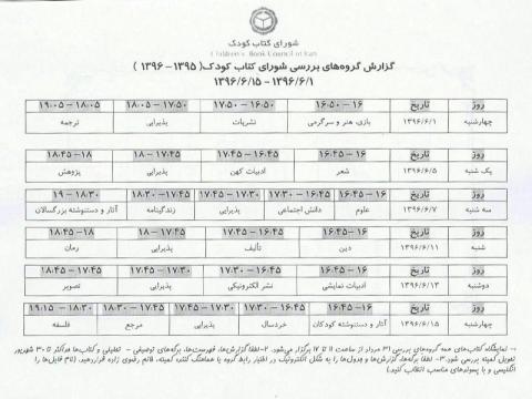 تاریخ گزارش گروه های بررسی شورای کتاب کودک اعلام شد