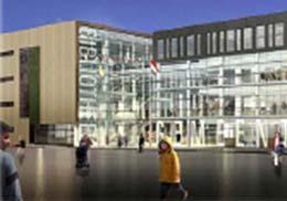 تصویری از ساختمان كتابخانه ی جدید و تالار شهرداری – هنرمند معمار: - هانس ون هی